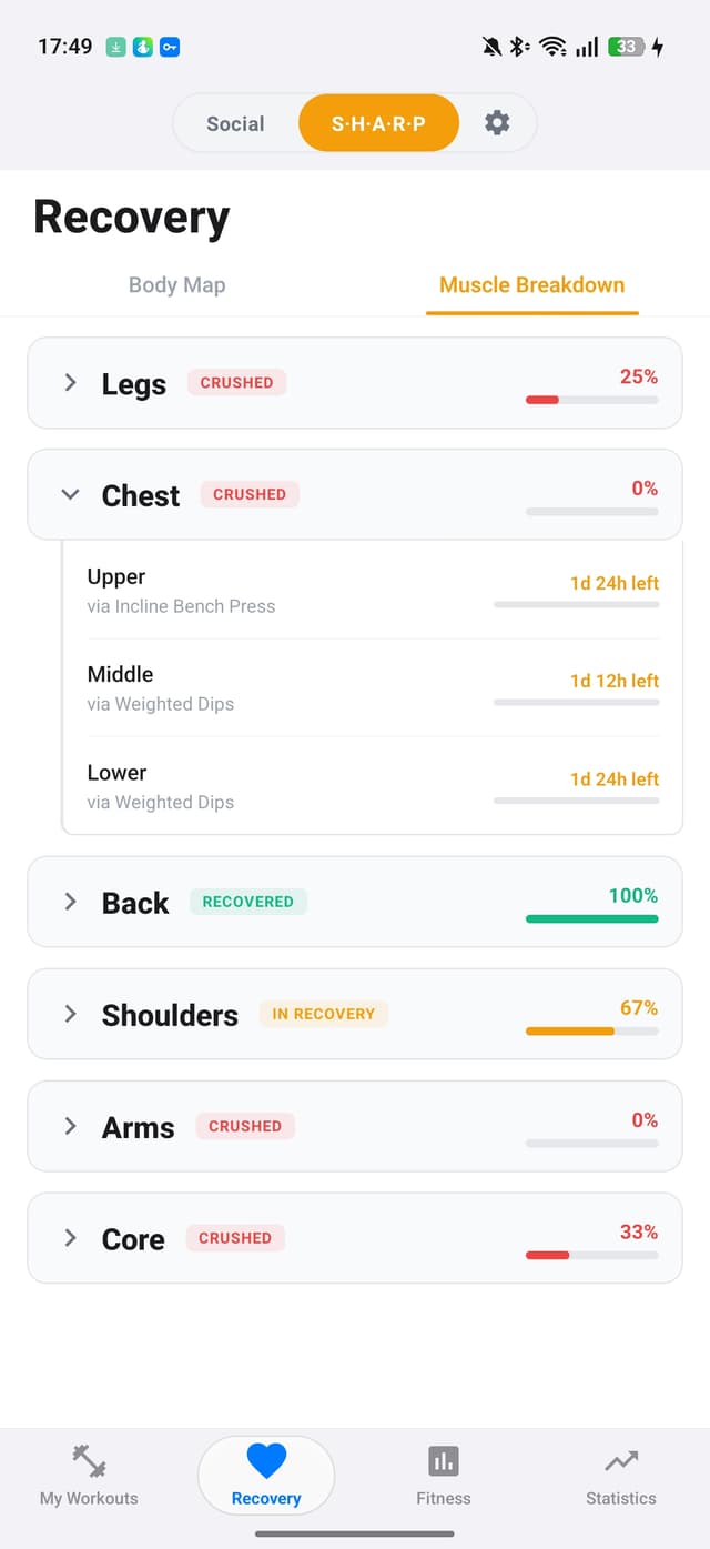 Workout With Me AI workout coach and recovery tracking screenshot 4